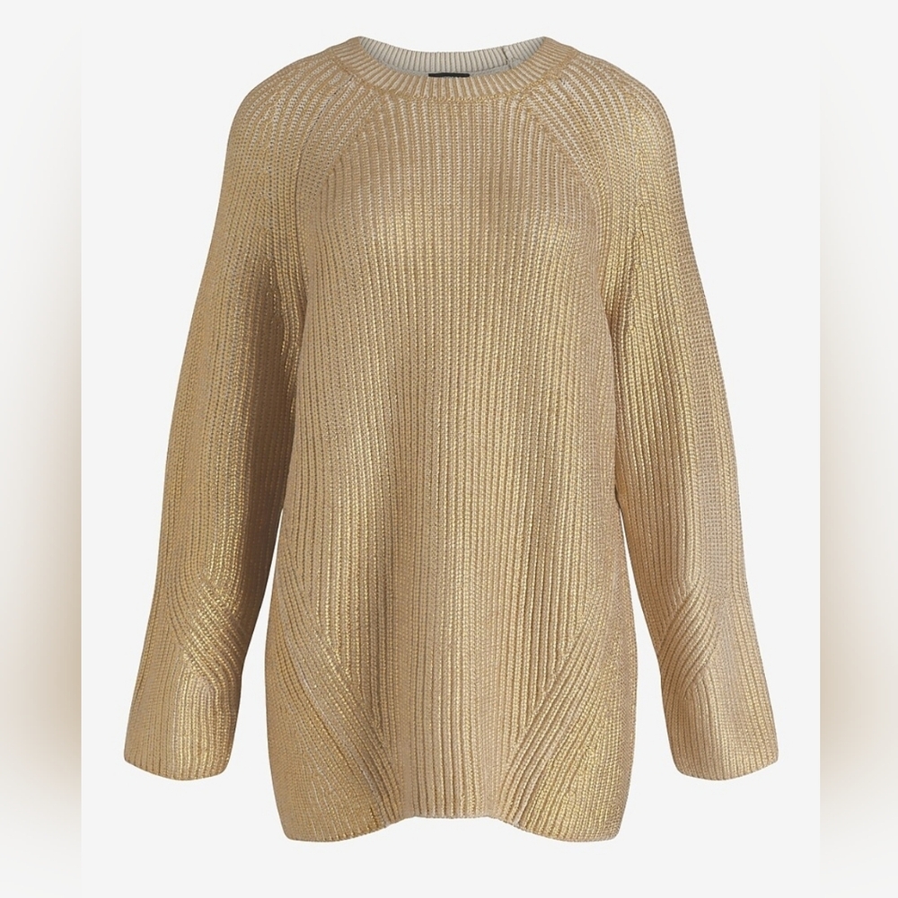 Express Cream Crew Neck Sweater with Ribbed Texture